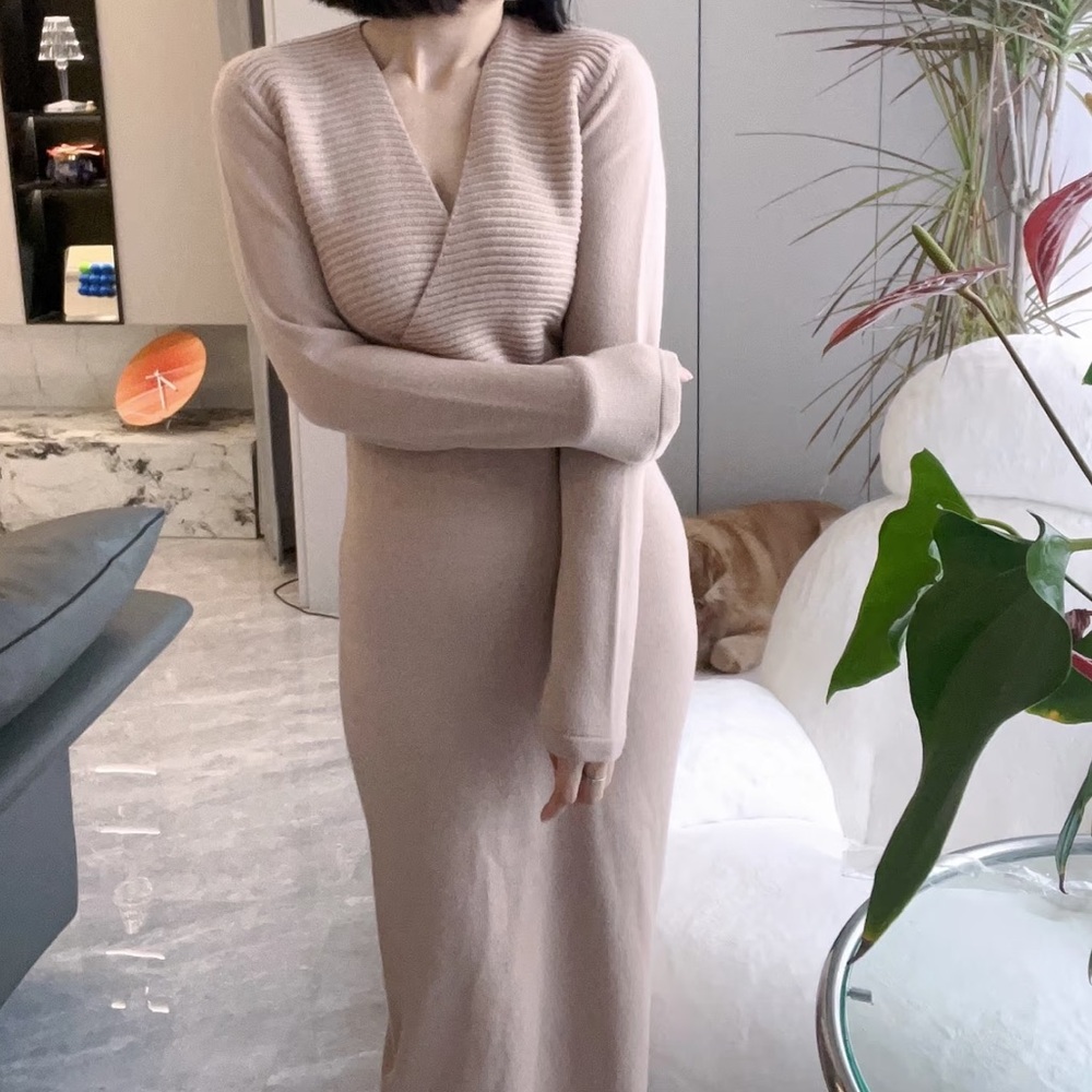Bodycon Midi Wool Dress